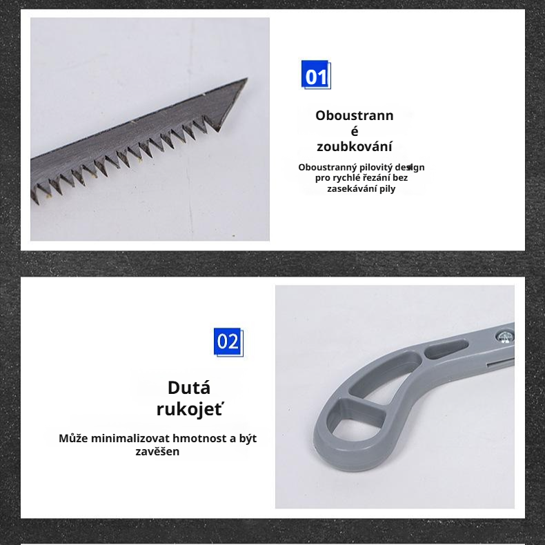 Zahradní mini ocasová pila na větve, jemné zuby, domácí použití