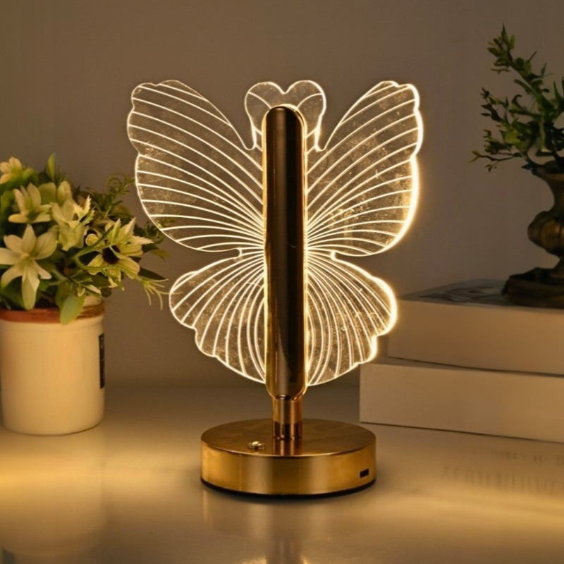北歐風蝴蝶造型床頭氛圍小夜燈高級感台燈