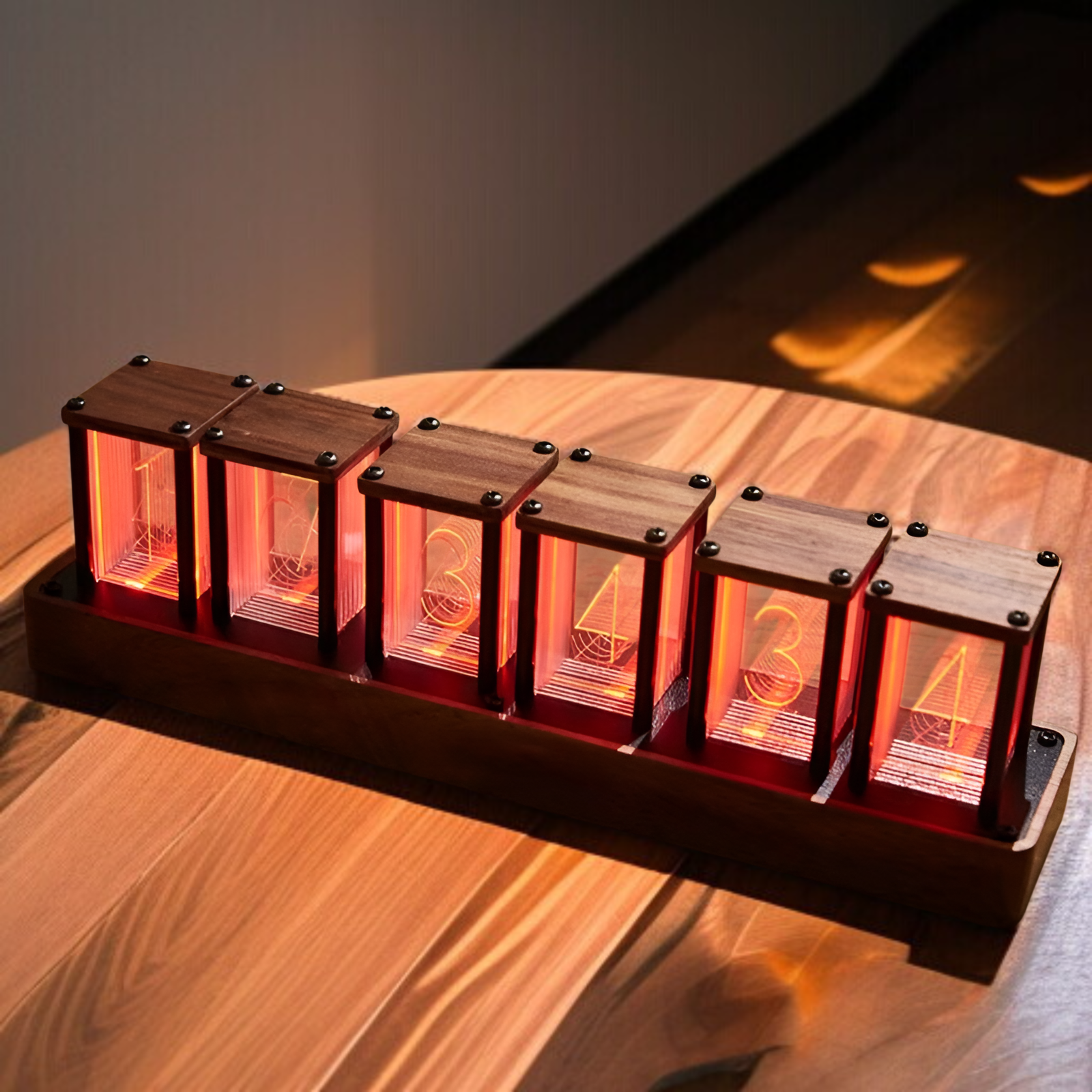 エレクトロニクス輝光管風目覚まし時計 組み立て不要 タイマー機能 ネットワーク同期