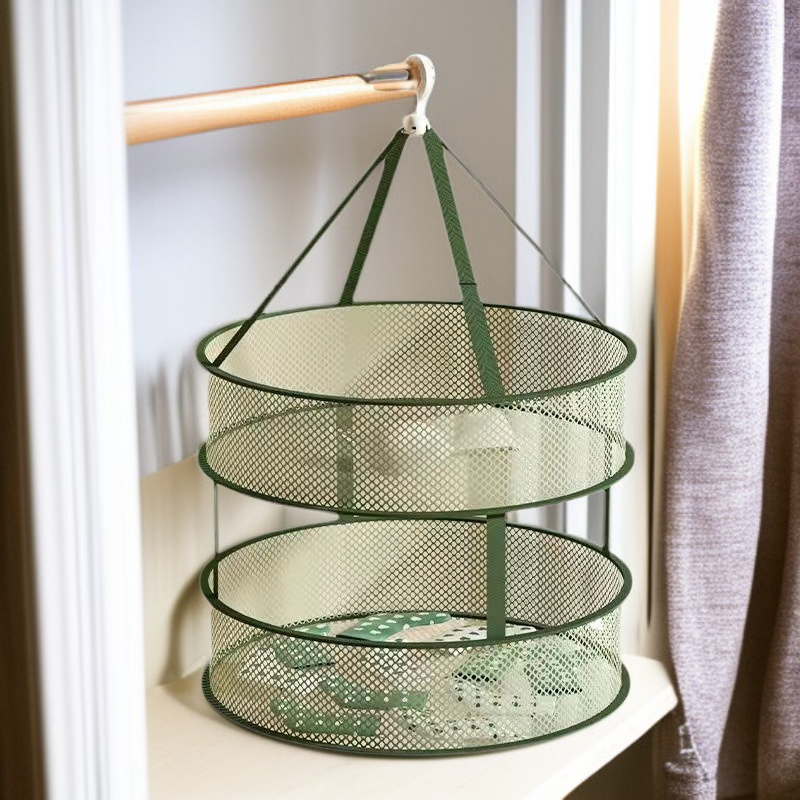家庭用物干しラック 衣類乾燥ネットポケット フラットランドリーバスケット 物干しネット 靴下乾燥ラック