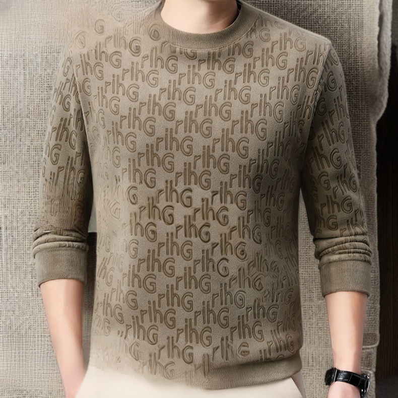 캐주얼 패션 남성 상의 자카드 라운드 긴팔 후드 기모 기모 레깅스 상의