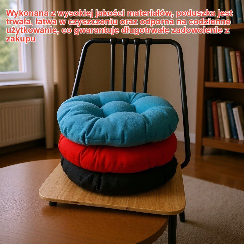 Jednokolorowa poduszka na sofę, okrągła, pogrubiona, do salonu i tatami