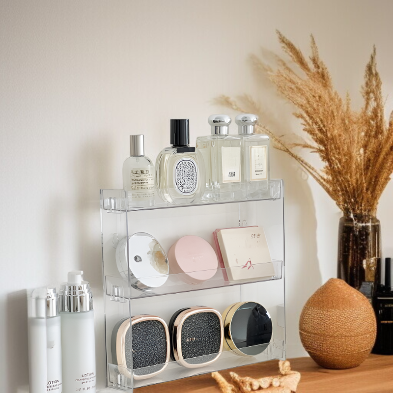 アクリル壁掛け多層透明厚手化粧品置物ホームパンチフリーバスルーム収納ラック