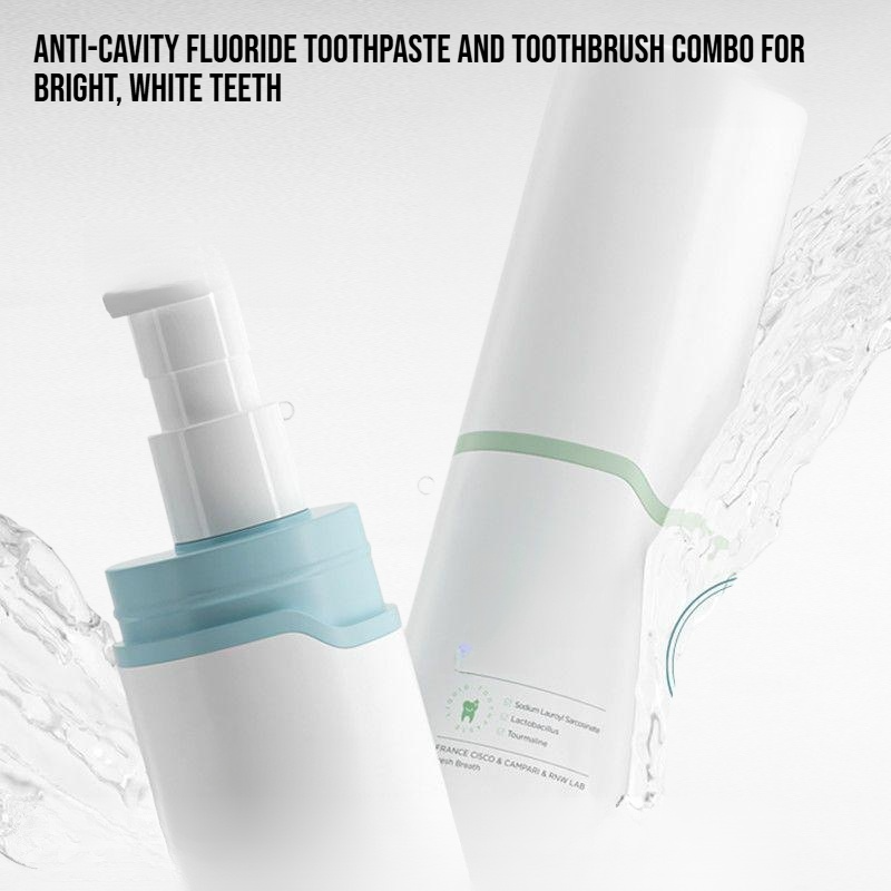 Anti-Cavity Fluoride Toothpaste and Toothbrush Combo for Bright, White Teeth