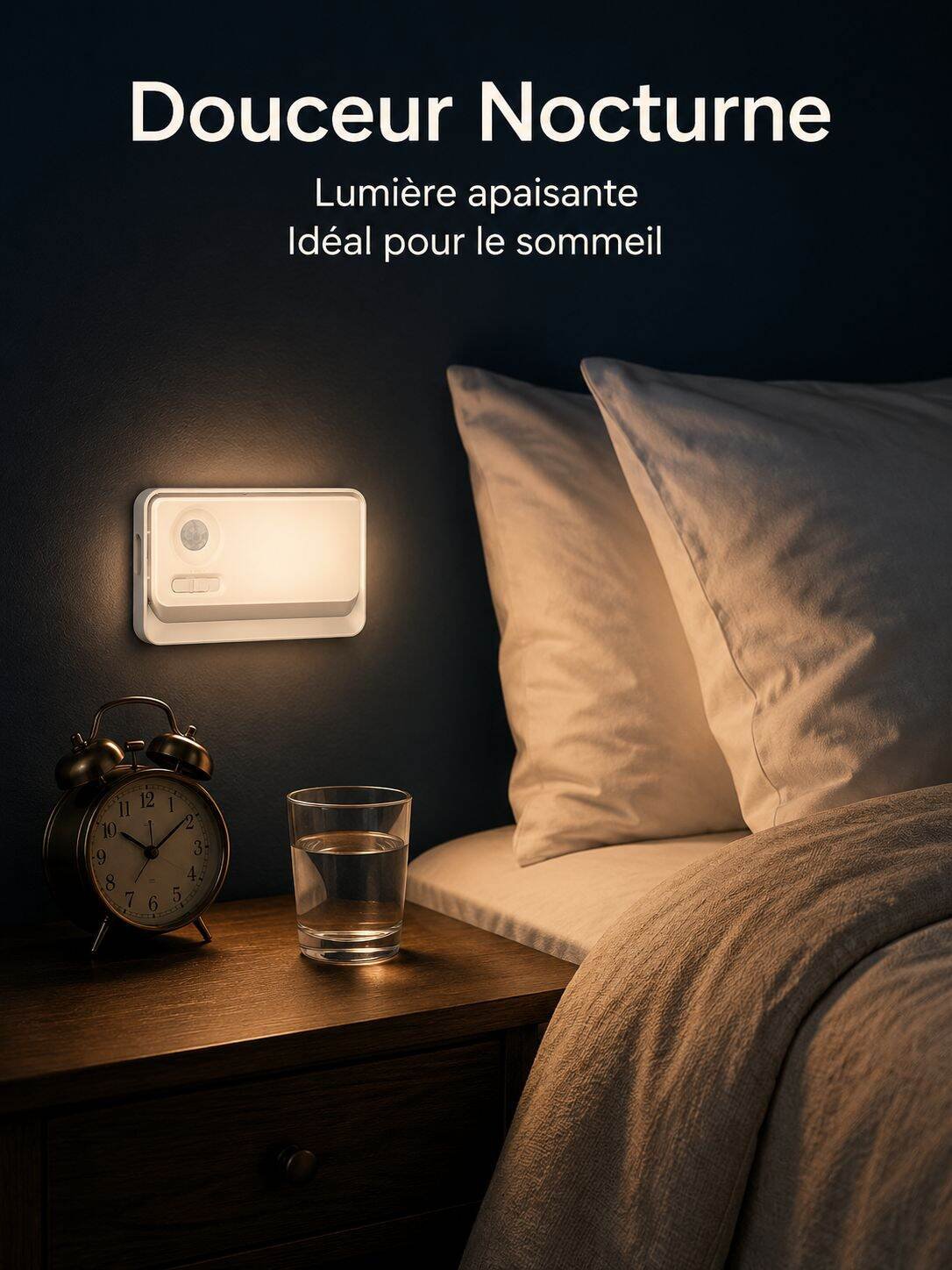 Lampe murale à détection de mouvement, veilleuse de chevet rechargeable USB