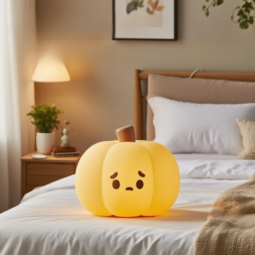 어두운 방을 밝히는 할로윈 호박 야간 조명