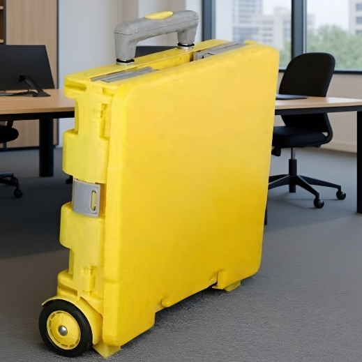 Chariot de courses pliable en plastique replié pour le rangement