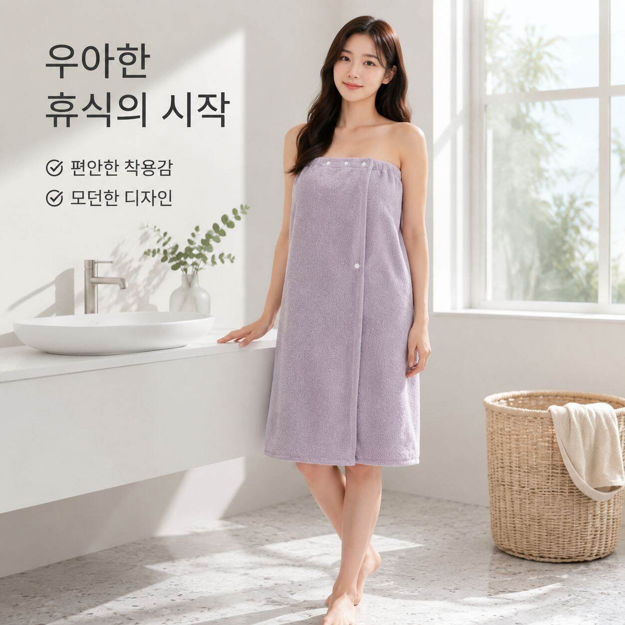 대나무탄소 섬유 랩타월 가정용 흡수력 목욕가운