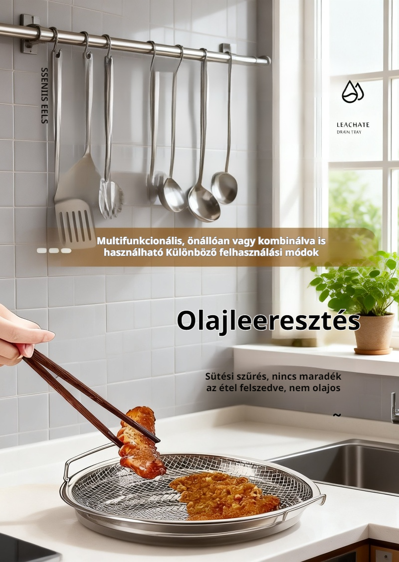 Olajcsepegtető tálca biztonságos fogantyúkkal