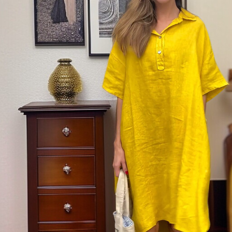 캐주얼 면 마 롱 원피스 넥 단추 무지 롱 원피스 캐주얼 면 마 롱 원피스 무지 원피스