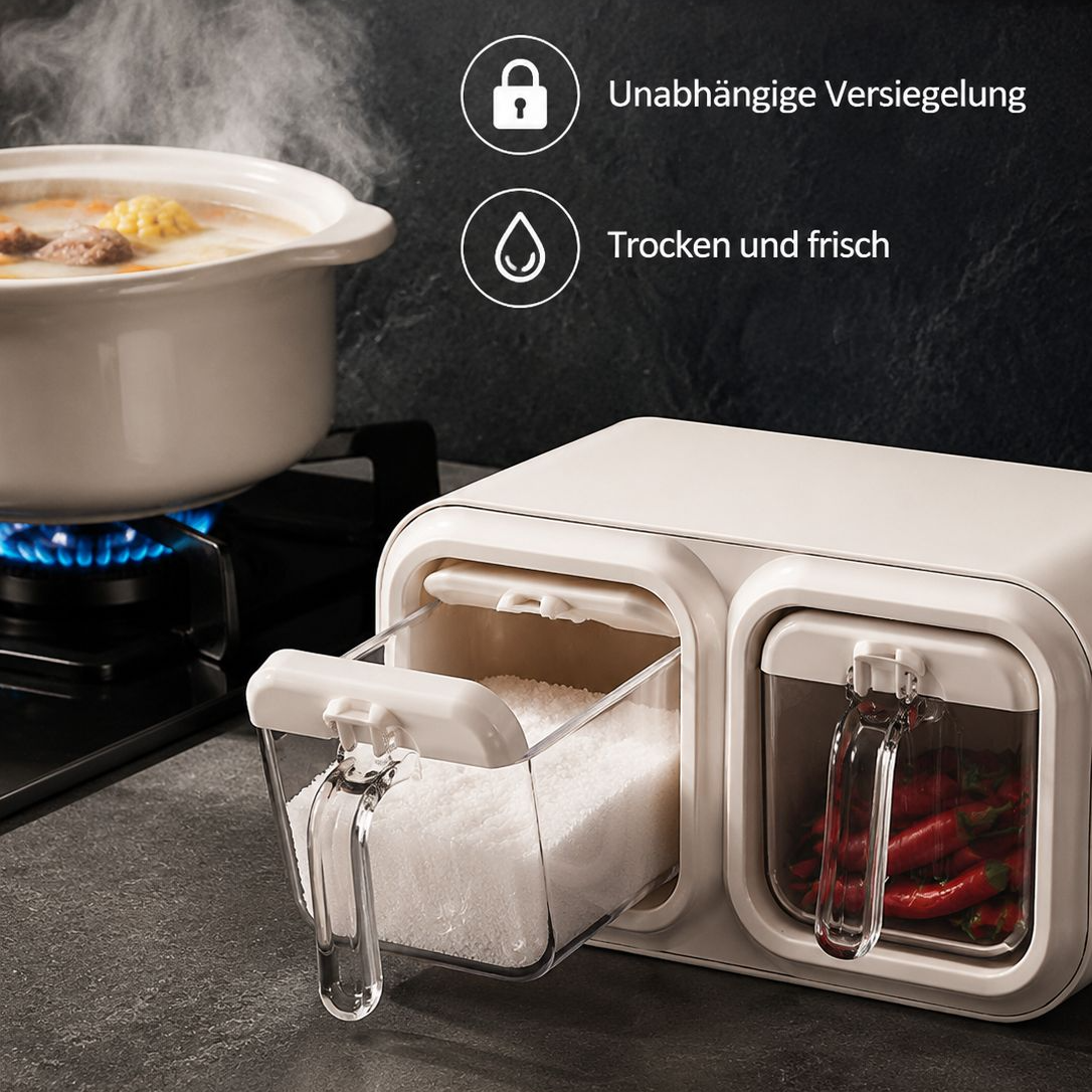 Multifunktionale Aufbewahrungsbox für Salz und Gewürze