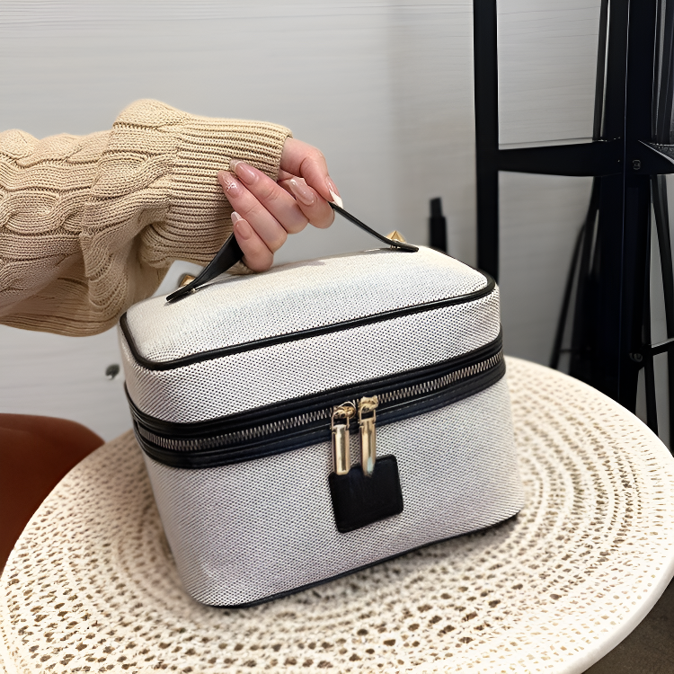 Premium Spacious Cosmetic Bag with Metal Case