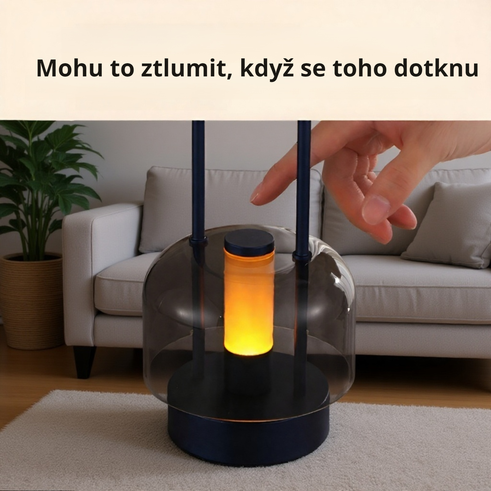 Česky: Severská přenosná dotyková noční lampička, tři barvy, plynulé stmívání, USB