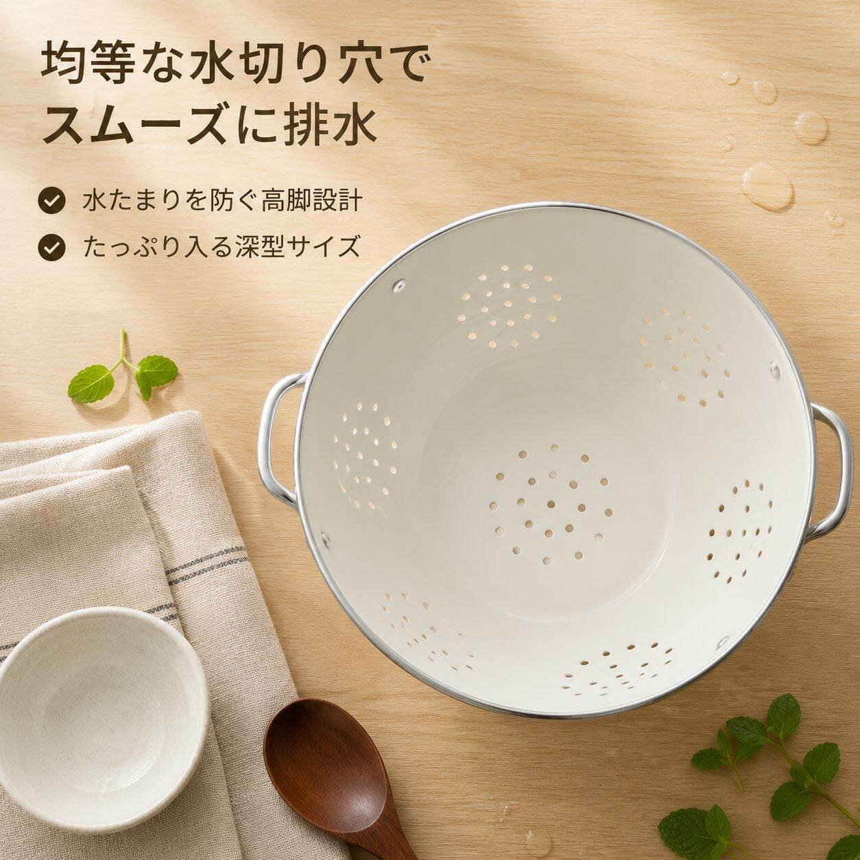 イケア ホーローコランダー 多機能フルーツ・野菜水切りバスケット