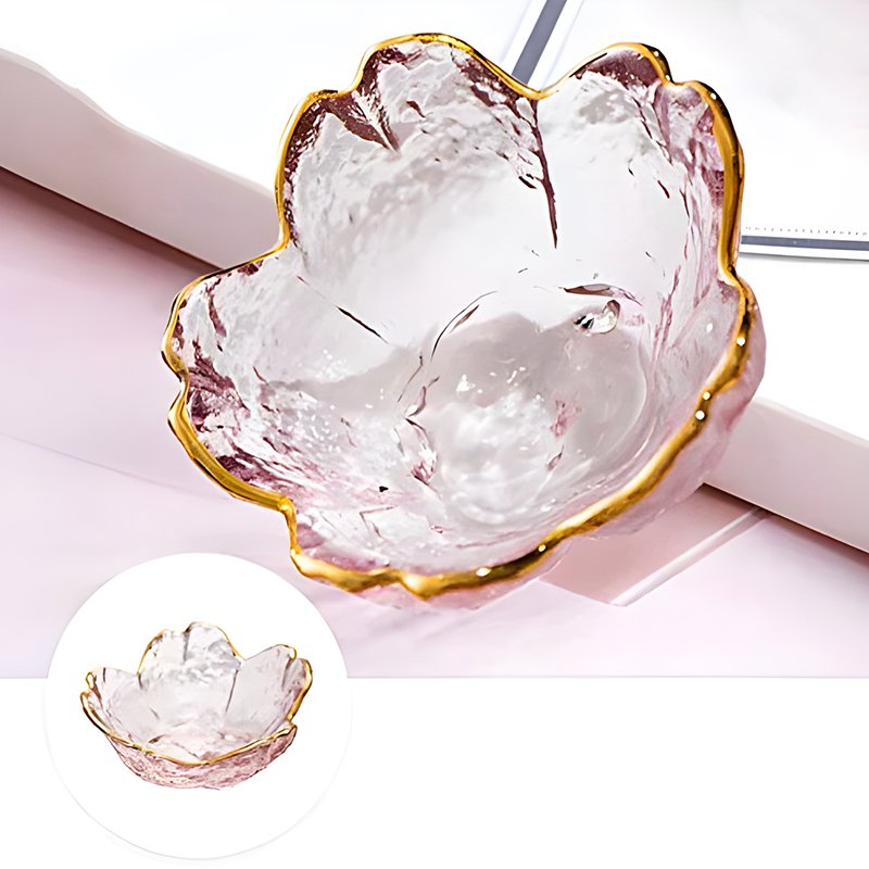 Plato de vidrio de tazón de ensalada en forma de cerezo