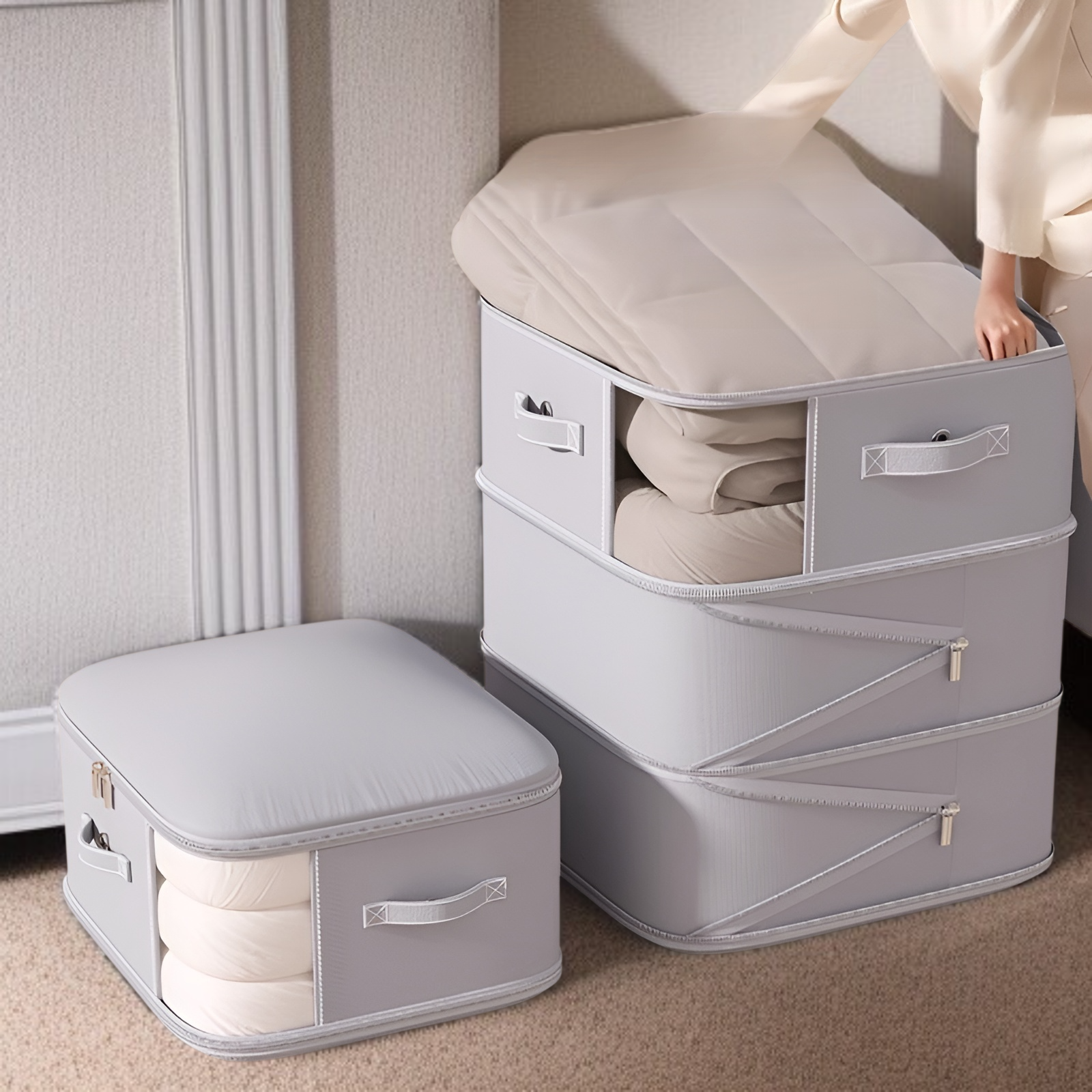 ダウンジャケット、キルト、シルクキルト用のキルト収納バッグ、冬物季節衣類や寝具収納バッグ用の特別な圧縮バッグ