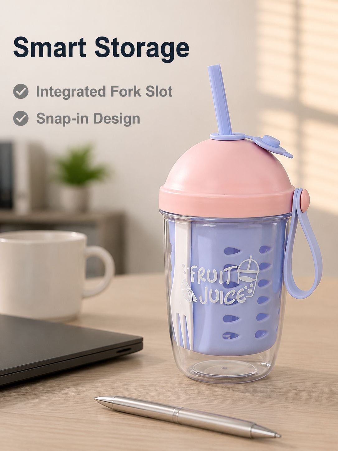 Drainable Straw Fruit Salad Cup