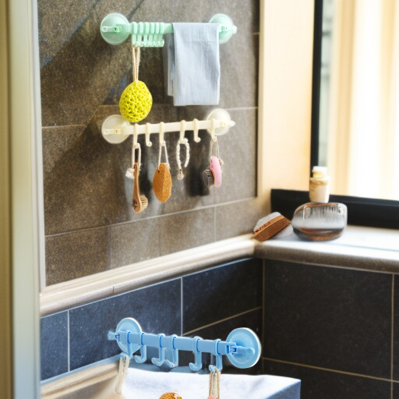 No-Drill Strong Suction Cup Bathroom Storage Towel Rack