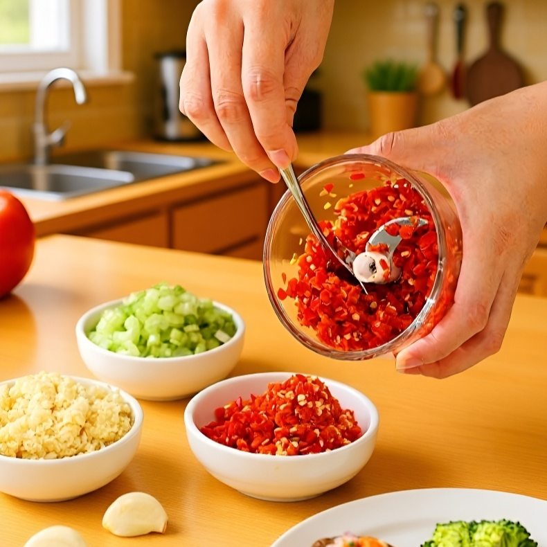 معالج طعام كهربائي لاسلكي مع مكبس الثوم