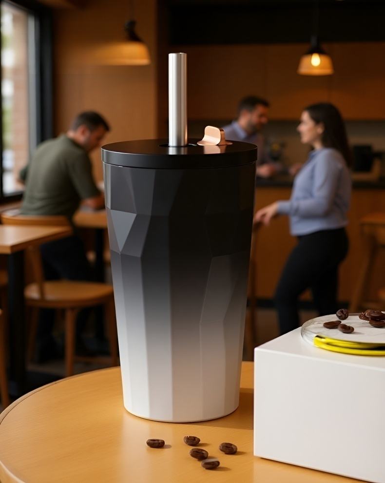 シンプルで洗練されたコーヒーカップの横からの写真