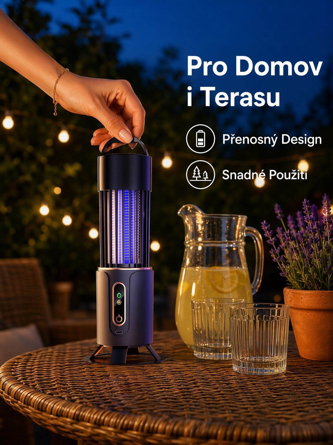 Fyzický lapač komárů, vhodný pro domácí použití uvnitř i venku