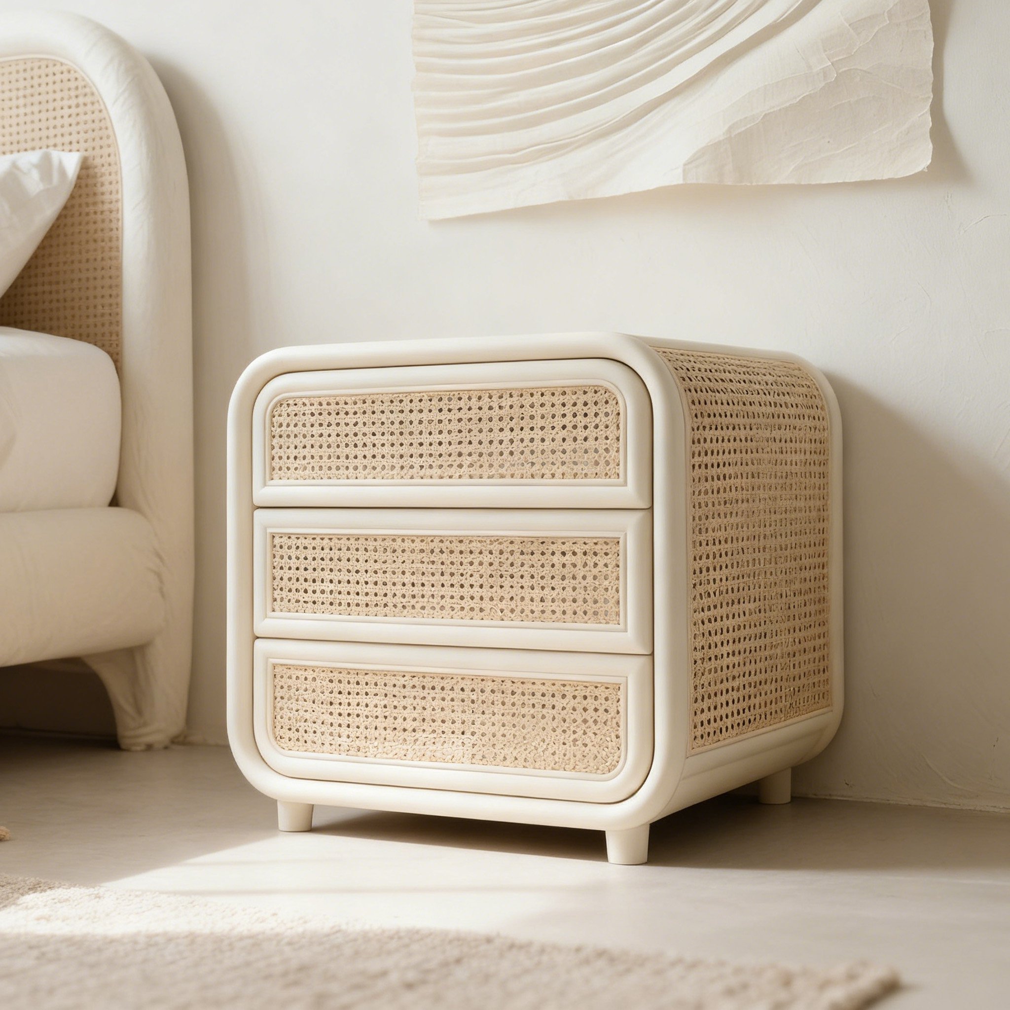 Noptieră vintage din ratan