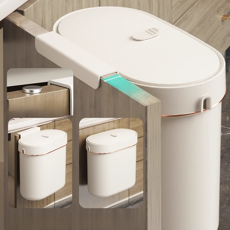 벽걸이형 주방 쓰레기통 가정용 뚜껑 수납통