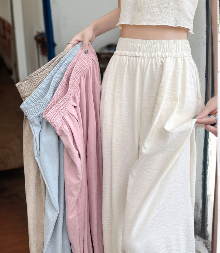 クリームムースヤマモト レディースワイドレッグパンツ 夏用カジュアル