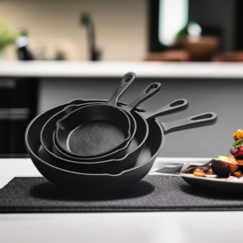 Große klassische Haushalts-Eisenpfanne, flacher Boden, antihaft, ideal für Omeletts