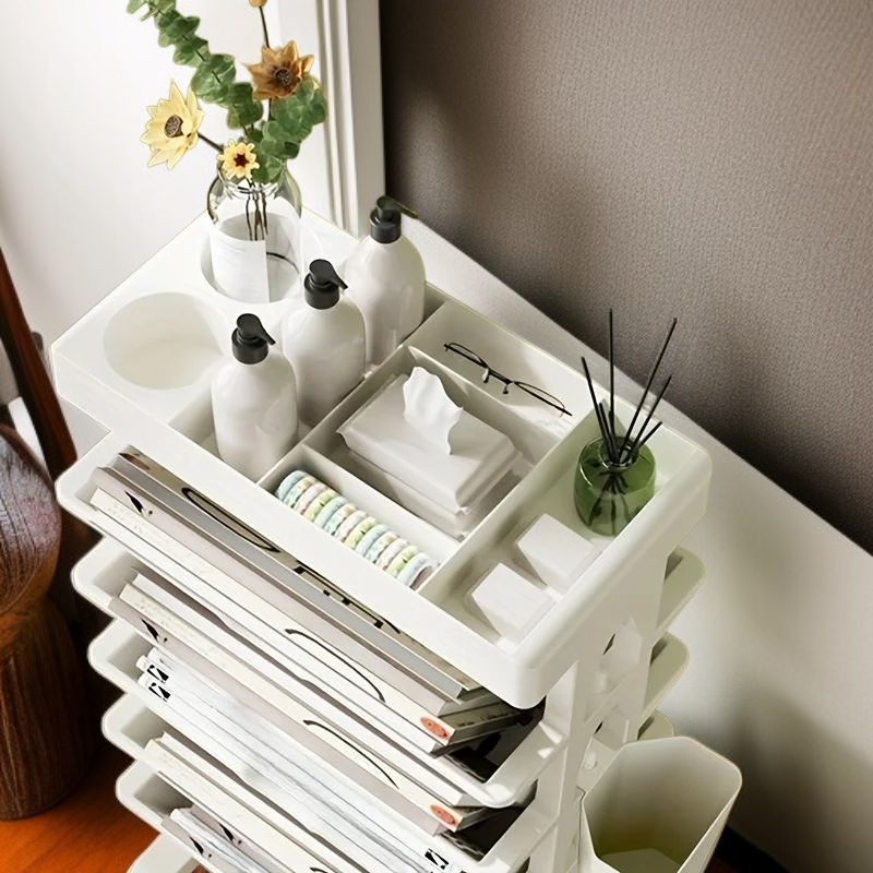 6단 투명 이동식 카트 책장 수납 랙