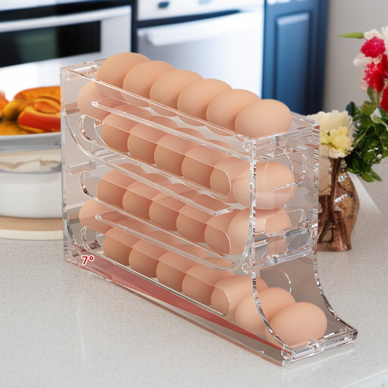 Kitchen Egg Organizer Roller Egg Rack Storage Box