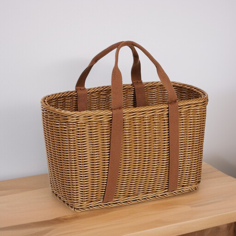 등나무 엮음 휴대용 수납 바구니