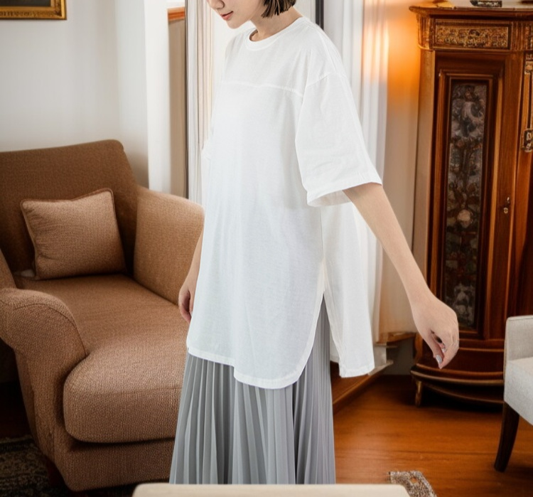 Vista frontal de blusa de manga corta para trabajo