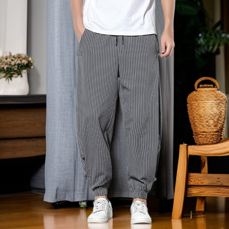 ナチュラル素材のコットンリネンパンツディテール