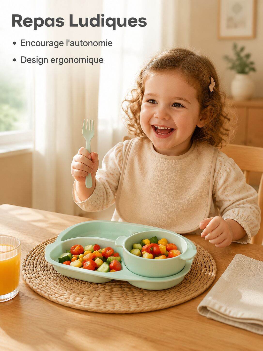 Lot de 6 couverts pour enfants en paille de blé