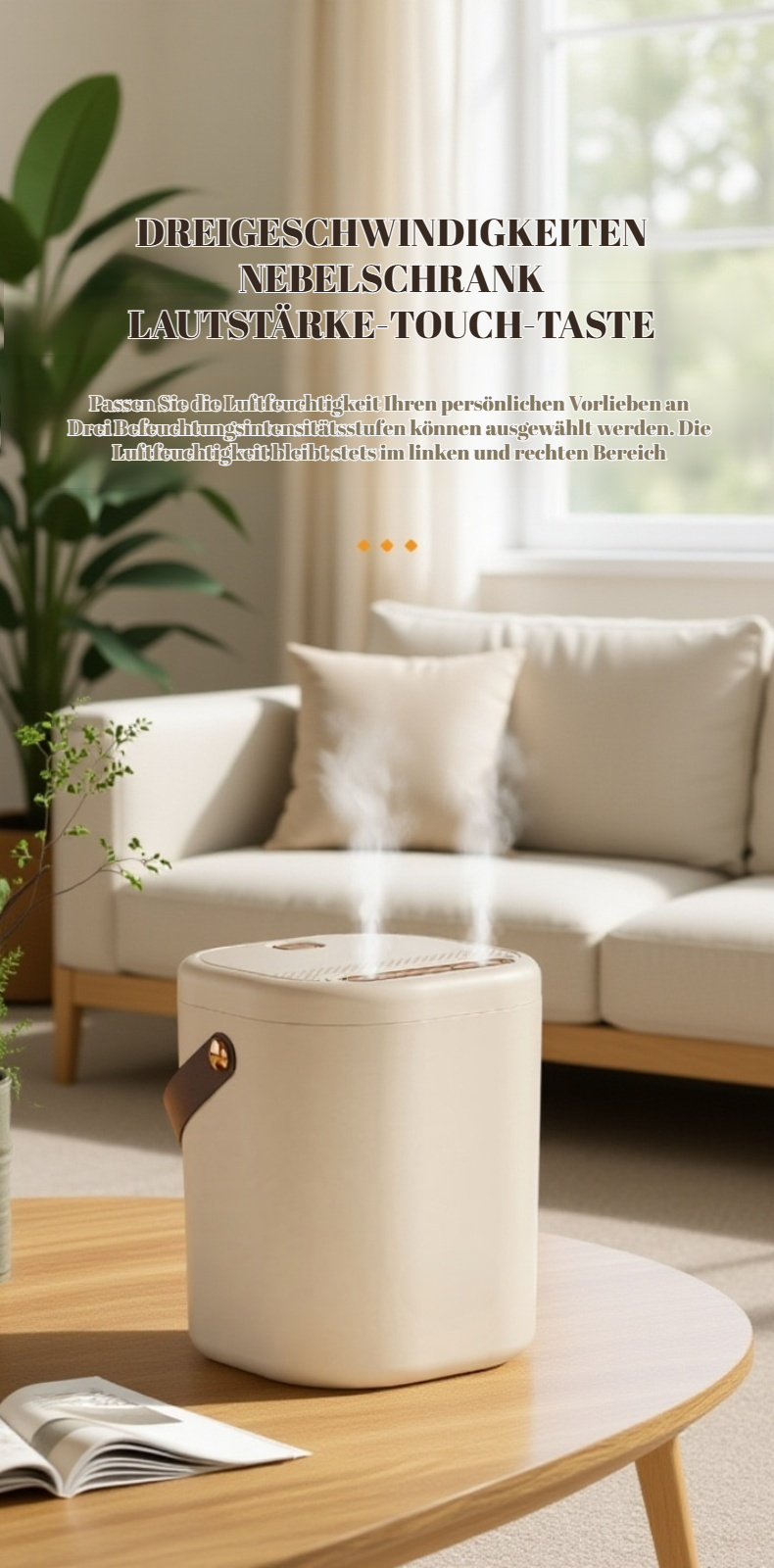 Luftbefeuchter mit großem Wassertank für langanhaltende Befeuchtung