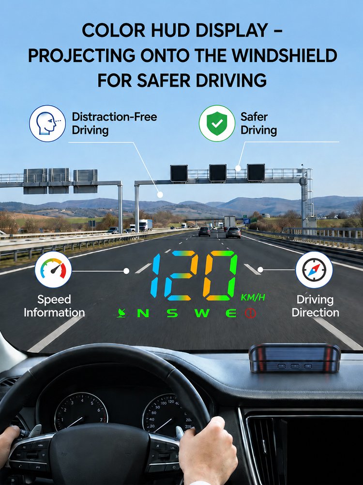 Large Font Clear Color Car HUD Display