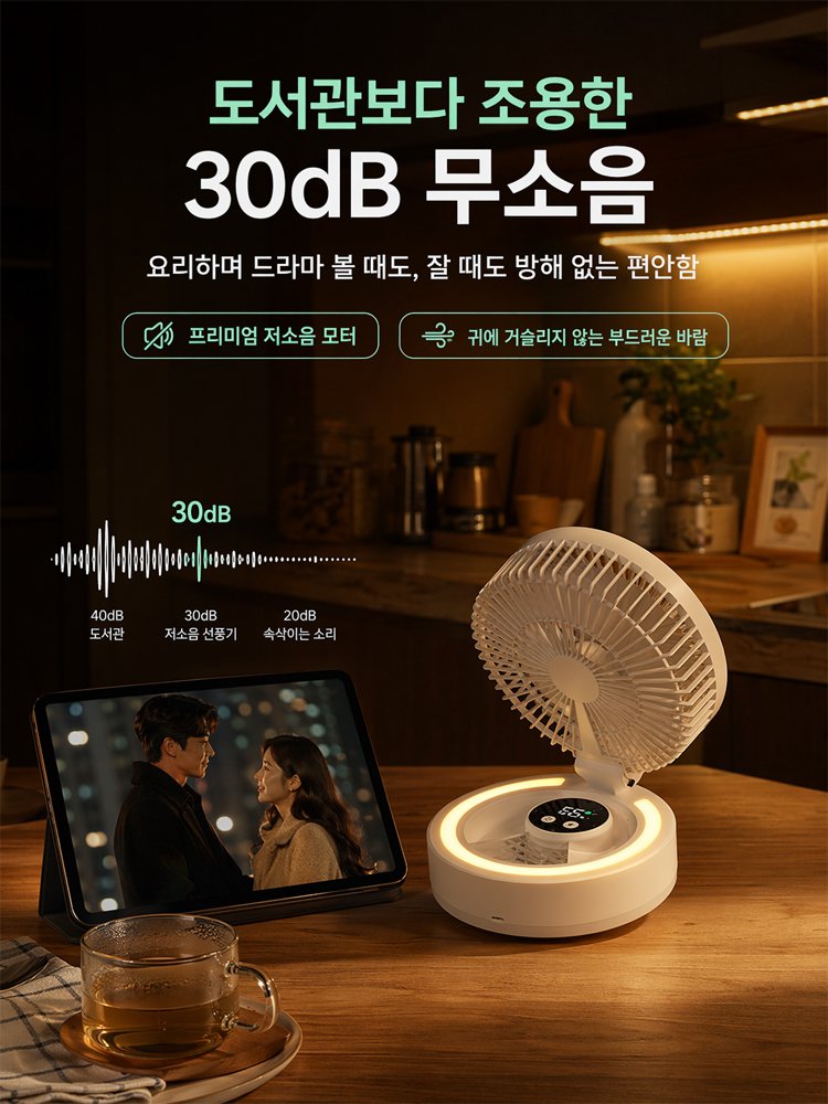 접이식 미러 USB 휴대용 선풍기