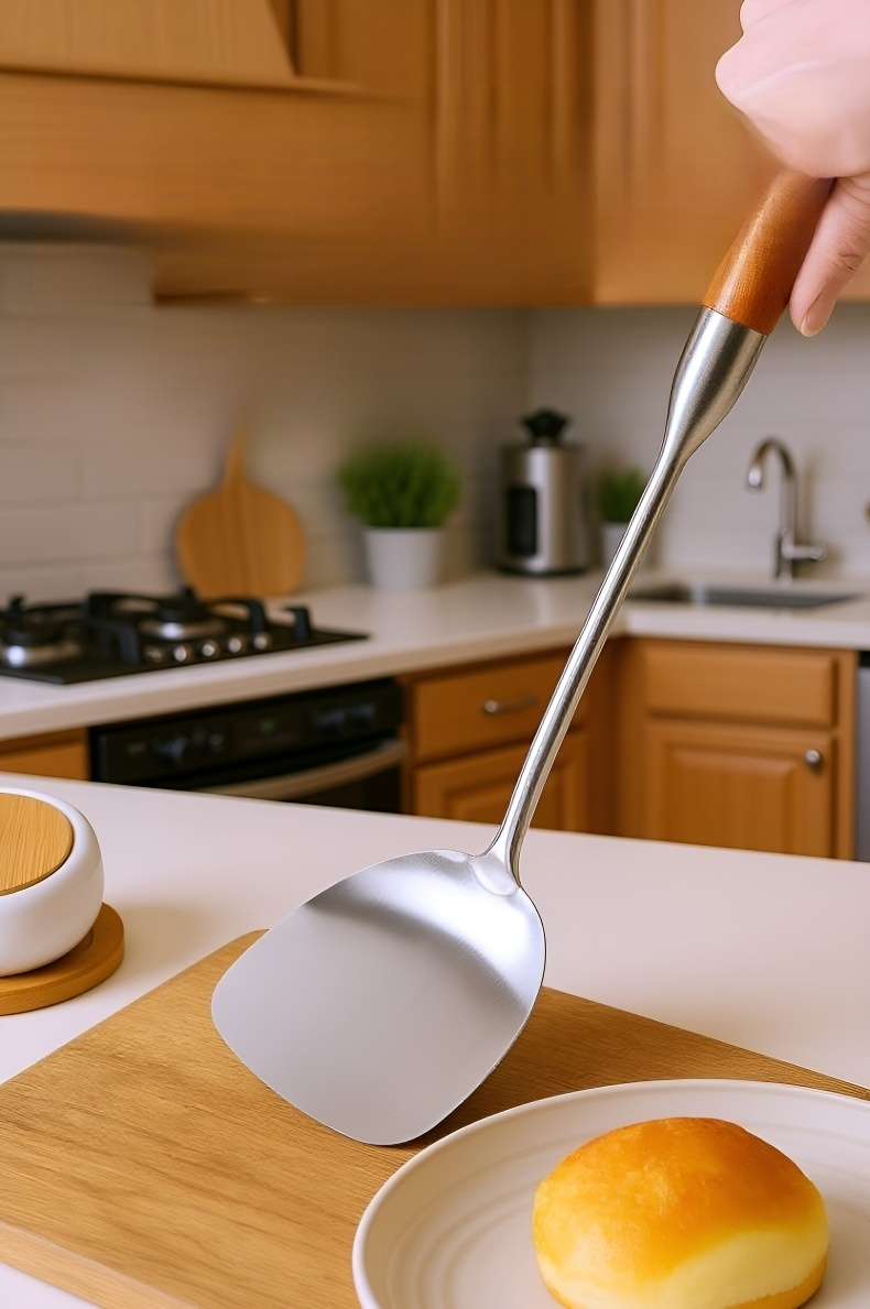 편안한 그립감의 나무 손잡이 주걱