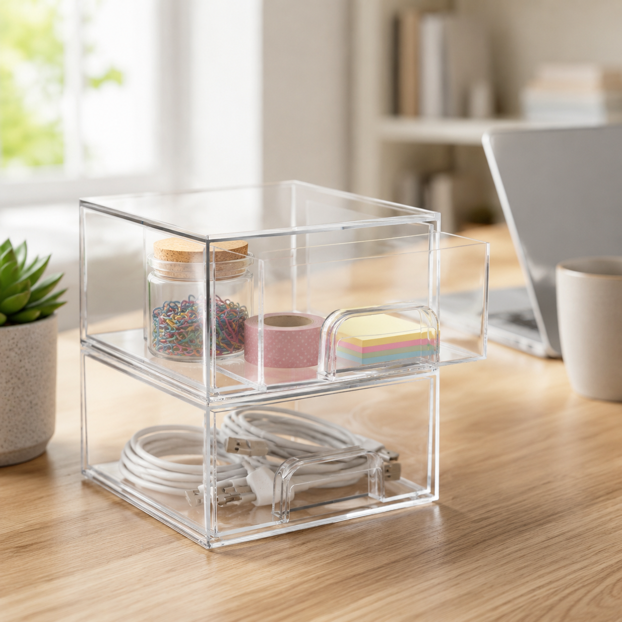 Transparente Schubladen-Aufbewahrungsbox Stapelbar für Kosmetik