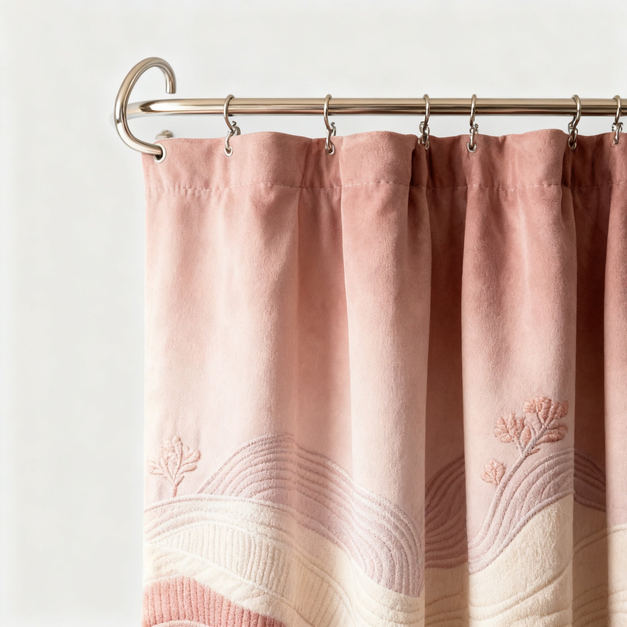 ผ้าม่านอาบน้ำเส้นใยพร้อมงานปักดีไซน์สวย