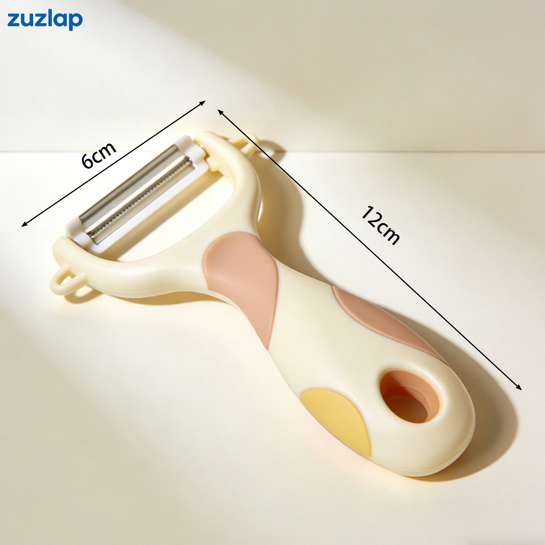 Close-up of ergonomic peeler handle design