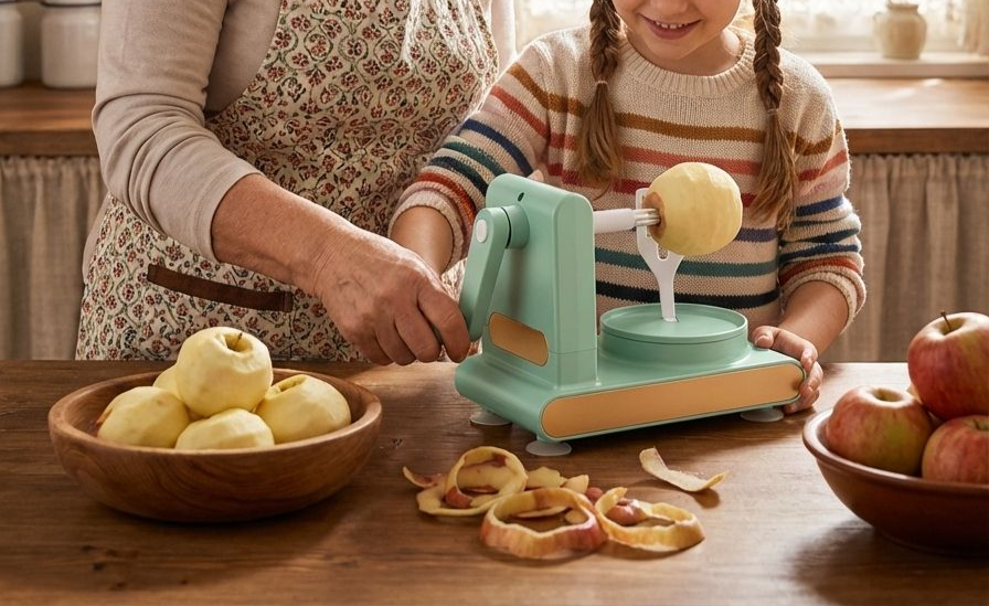 Obieraczka do jabłek – widok z boku