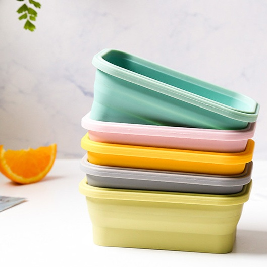 Portable silicone folding lunch box