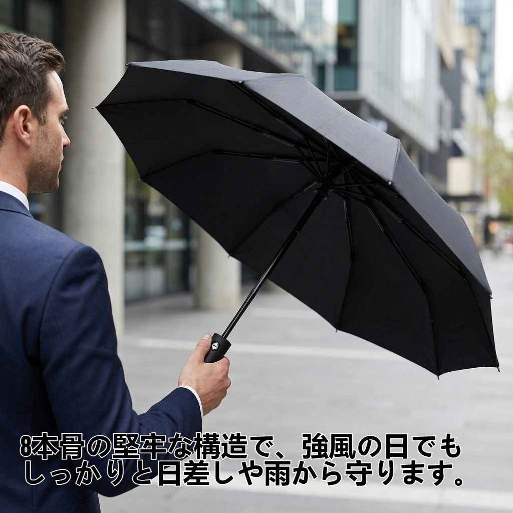 8本骨のビジネス用全自動日よけ傘
