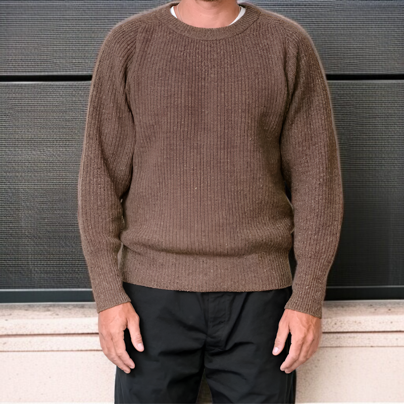 ラグランスリーブのプルオーバーウールセーター、暖かくて厚手、無地、長袖ニットセーター。