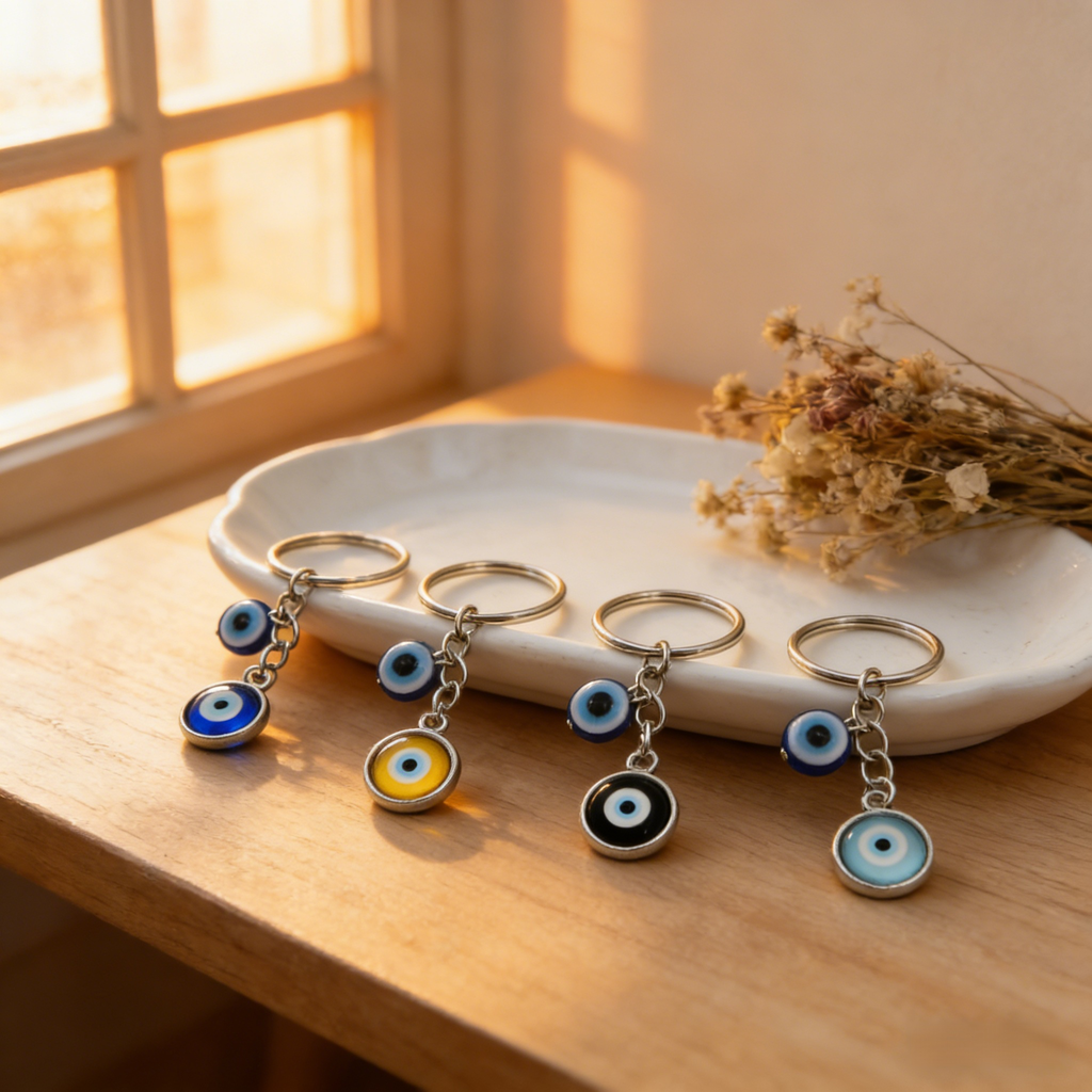 Fashion Rhinestone Evil Eye Metal Keychain Pendant