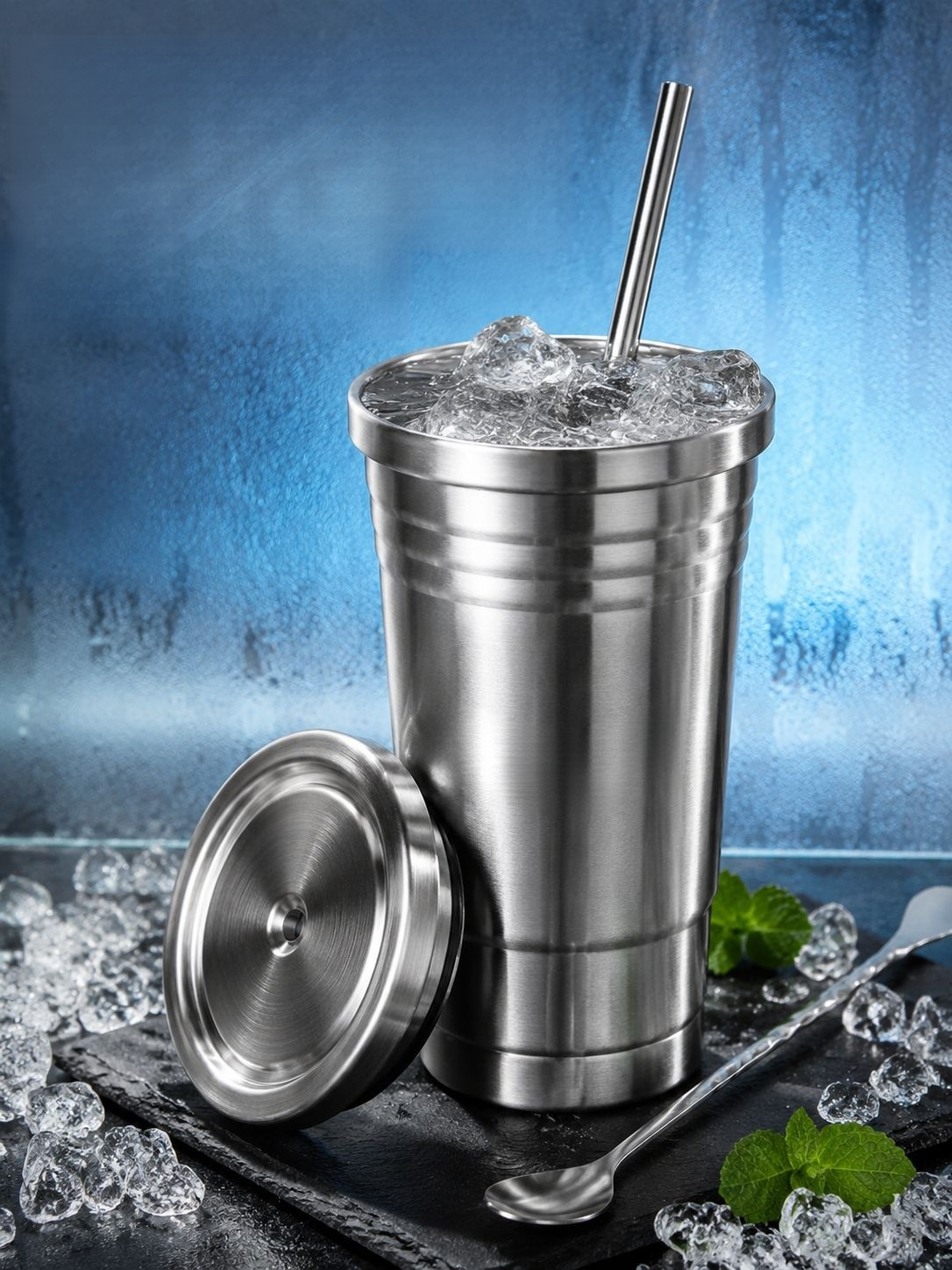 Portable Stainless Steel Straw Tumbler