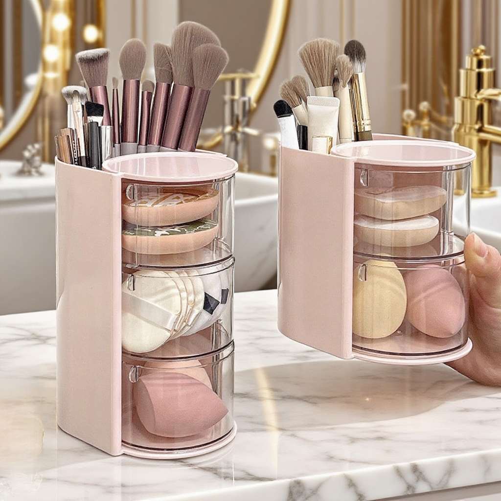 파우더 퍼프 보관함 회전 선반