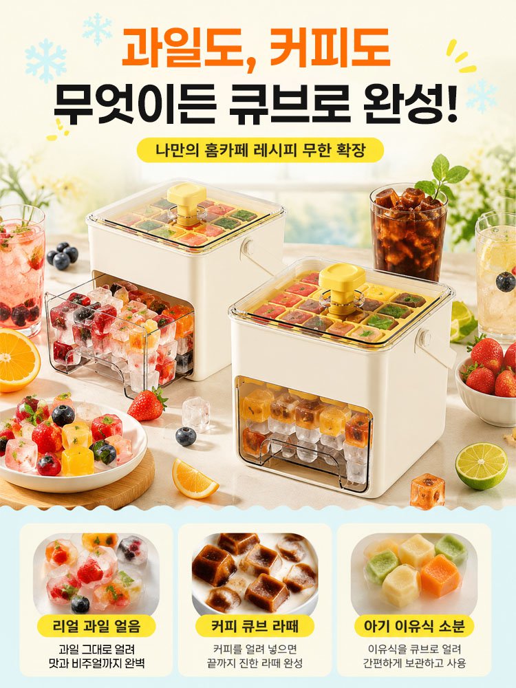 대용량 원터치 누름 얼음틀